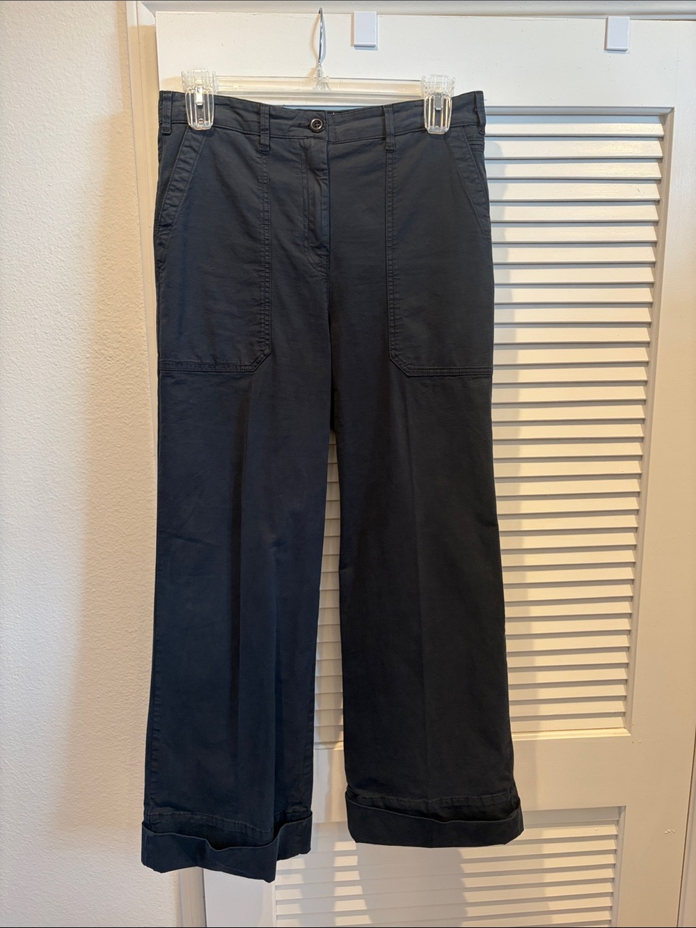 Maeve by Anthropologie Black Wide-Leg Utility Trousers